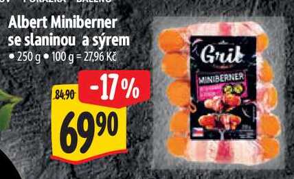 Albert Miniberner se slaninou a sýrem, 250 g