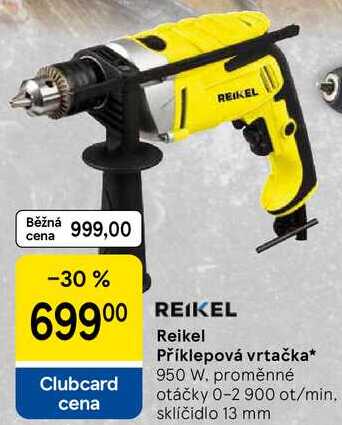 Reikel Příklepová vrtačka, 950 W. proměnné otáčky 0-2 900 ot/min. sklíčidlo 13 mm 