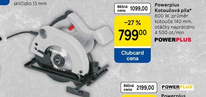 Powerplus Kotoučová pila, 800 W. průměr kotouče 140 mm. otáčky naprázdno 4 500 ot/min  