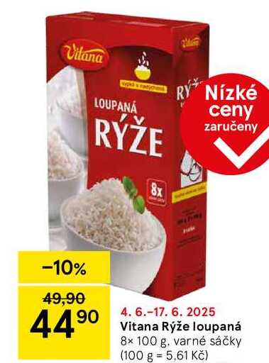 Vitana Rýže loupaná, 8x 100 g, varné sáčky 