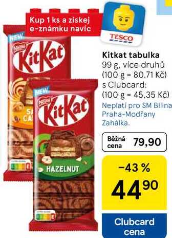 Kitkat tabulka, 99 g, více druhů 