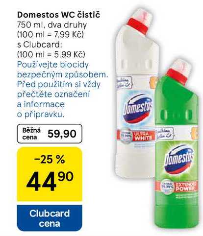 Domestos WC čistič, 750 ml, dva druhy 