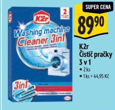 K2r Čistič pračky 3v1, 2 ks 