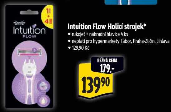 Intuition Flow Holicí strojek, rukojeť + náhradní hlavice 4 ks 