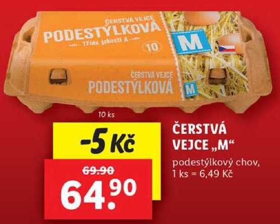 ČERSTVÁ VEJCE ,,M" podestýlkový chov, 10 ks 