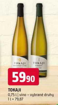 Tokaji 0,75l vino vybrané druhy 