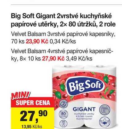 Velvet Balsam 4vrstvé papírové kapesníčky, 8x 10 ks 