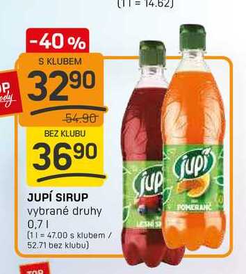 JUPÍ SIRUP vybrané druhy 0,7l