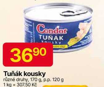 Condor Tuňák kousky různé druhy, 170 g, p.p. 120 g