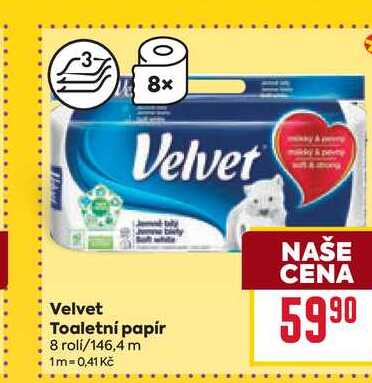 Velvet Toaletní papír 8 rolí