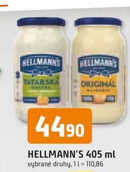 Hellmann's tatarská omáčka, majonéza 405ml, vybrané druhy