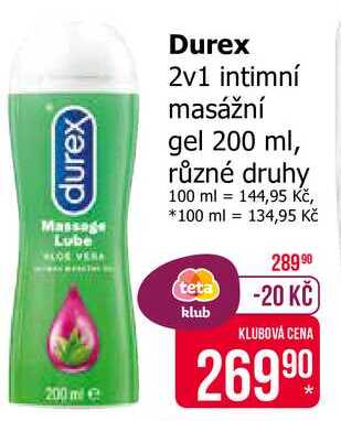 Durex 2v1 intimní masážní gel 200 ml