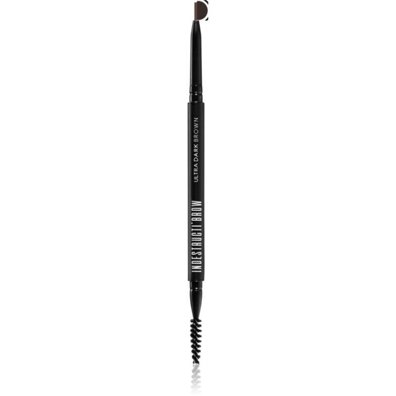 BPerfect IndestructiBrow Pencil dlouhotrvající tužka na obočí s kartáčkem odstín Ultra Dark Brown 10 g