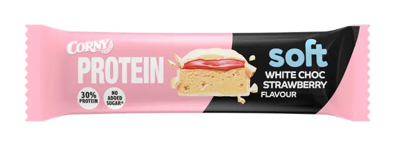 Corny Proteinová tyčinka Soft s jahodovou příchutí v bílé čokoládě, 45 g