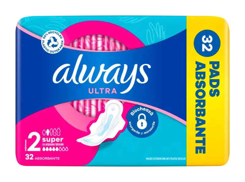 Always Hygienické vložky s křidélky Ultra Long vel. 2, 32 ks