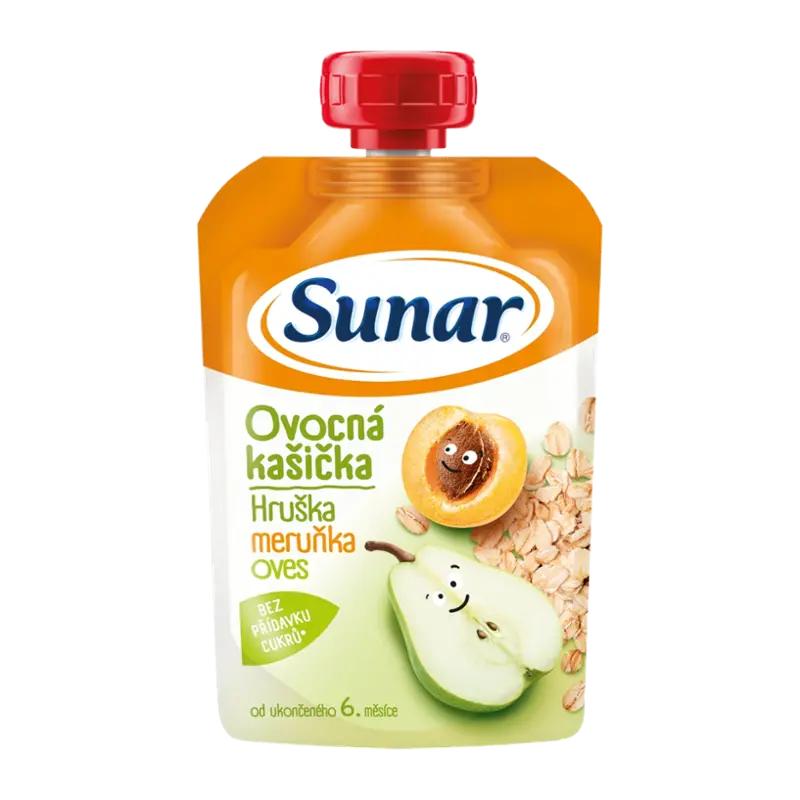 Sunar Ovocná kašička s cereáliemi hruška a meruňka, 120 g