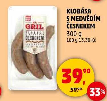 KLOBÁSA S MEDVĚDÍM ČESNEKEM, 300 g 