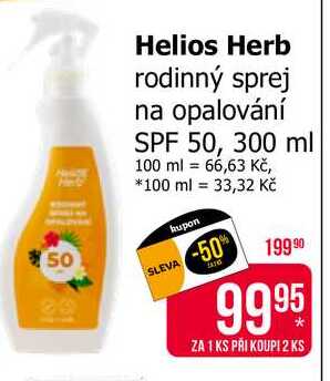 Helios Herb rodinný sprej na opalování SPF 50, 300 ml 