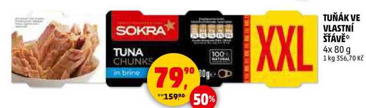TUŇÁK VE VLASTNÍ ŠŤÁVĚ, 4x 80 g  