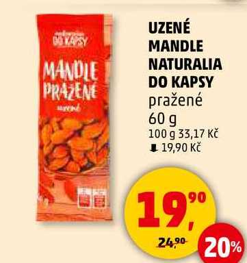 UZENÉ MANDLE NATURALIA DO KAPSY pražené, 60 g 