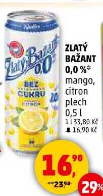 ZLATÝ BAŽANT 0,0% mango, 0,5 l 