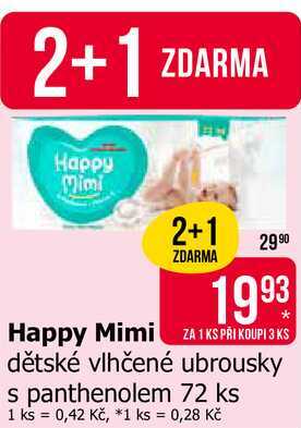 Happy Mimi dětské vlhčené ubrousky s panthenolem 72 ks 