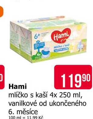 Hami Mlíčko s kaší 4x250g,vybrané druhy 1000ml