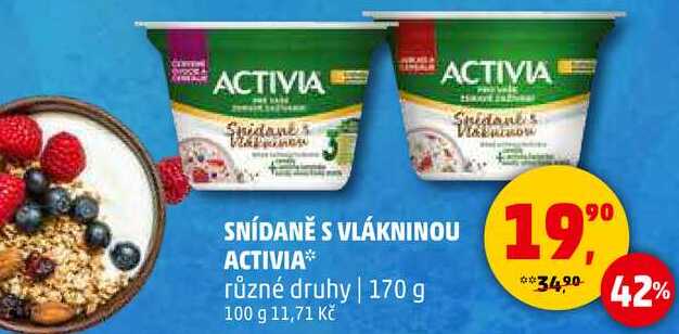 ACTIVIA SNÍDANĚ S VLÁKNINOU různé druhy, 170 g