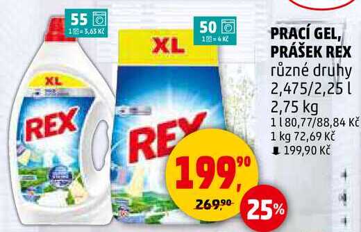 PRÁŠEK REX různé druhy, 2,75 kg