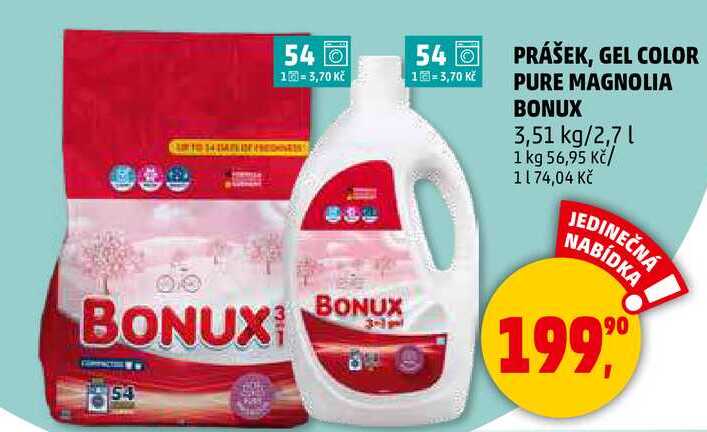 PRÁŠEK, GEL COLOR PURE MAGNOLIA BONUX, 3,51 kg/2,7 l