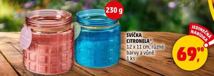 SVÍČKA CITRONELA 12 x 11 cm, různé barvy a vůně, 1 ks 