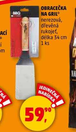 OBRACEČKA NA GRIL nerezová, dřevěná rukojeť, délka 34 cm, 1 ks  