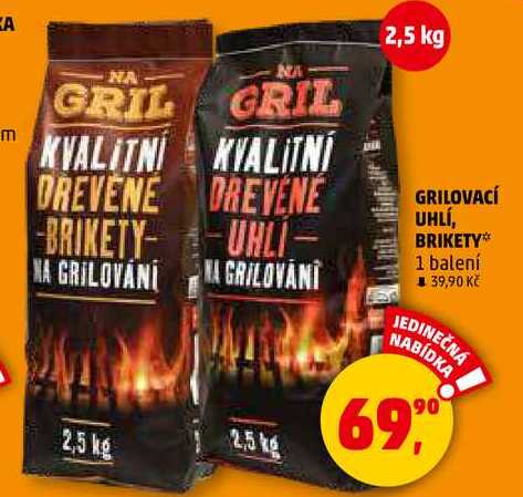 GRILOVACÍ UHLÍ, BRIKETY, 1 balení 