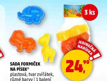 SADA FORMIČEK NA PÍSEK plastová, tvar zvířátek, různé barvy, 1 balení