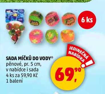 SADA MÍČKŮ DO VODY pěnové, pr. 5 cm, 1 balení