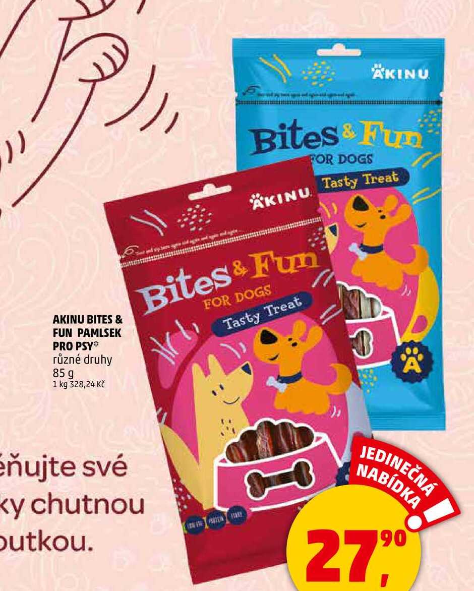 AKINU BITES & FUN PAMLSEK PRO PSY různé druhy, 85 g