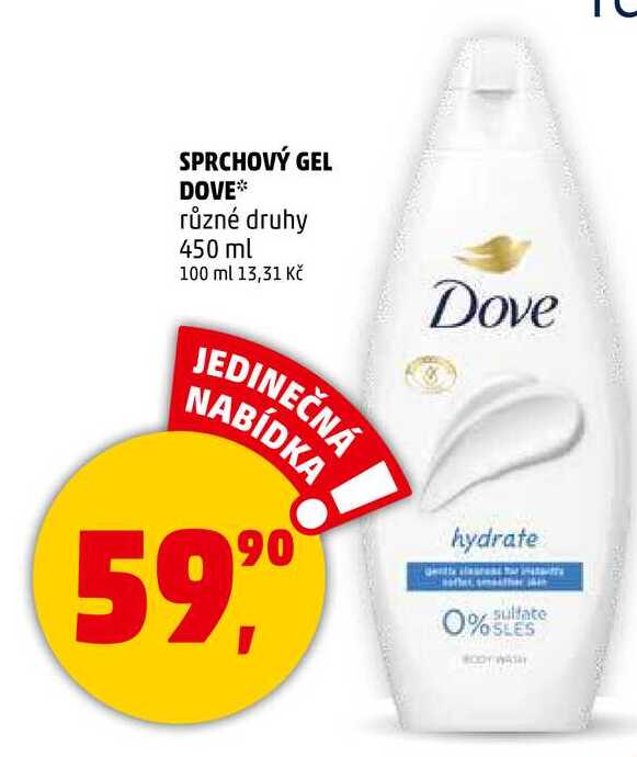 SPRCHOVÝ GEL DOVE různé druhy, 450 ml 