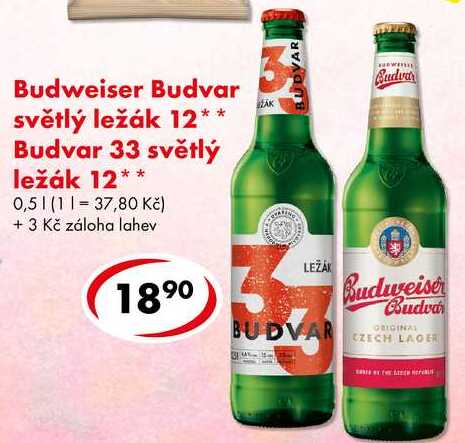 Budweiser Budvar světlý ležák 12, 0,5 l 