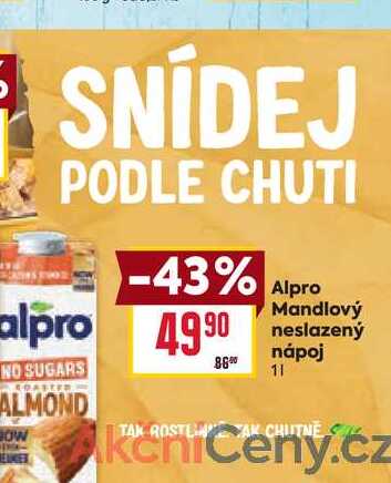 Alpro Mandlový neslazený nápoj 1l v akci