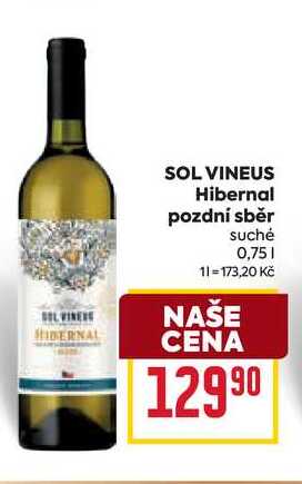 SOL VINEUS Hibernal pozdní sběr suché 0,75l