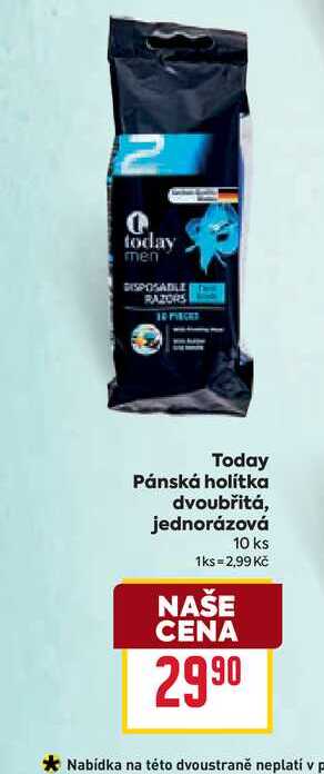 Today Pánská holítka dvoubřitá, jednorázová 10 ks 