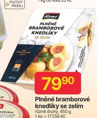Hamé Plněné bramborové knedlíky se zelím různé druhy, 450 g 