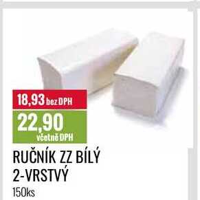 RUČNÍK ZZ BÍLÝ 2-VRSTVÝ 150ks 