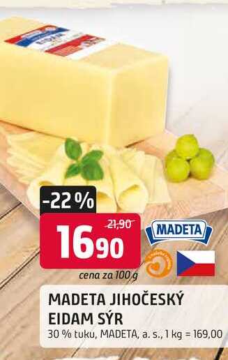 MADETA JIHOČESKÝ EIDAM SÝR 30% tuku, 100 g