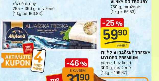FILÉ Z ALJAŠSKÉ TRESKY MYLORD PREMIUM porce, bez kostí 300 g, mražené