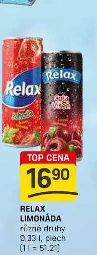 RELAX LIMONÁDA různé druhy 0,33 I, plech