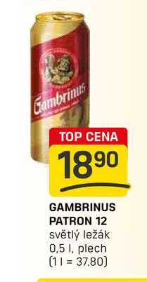 GAMBRINUS PATRON 12 světlý ležák 0,5l, plech 