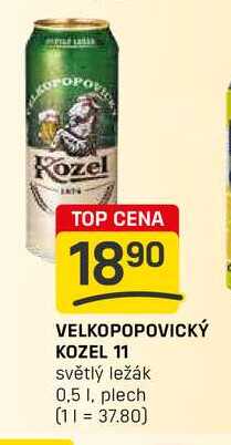 VELKOPOPOVICKÝ KOZEL 11 světlý ležák 0,5l, plech