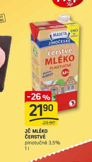 JČ MLÉKO ČERSTVÉ plnotučné 3,5% 1l 