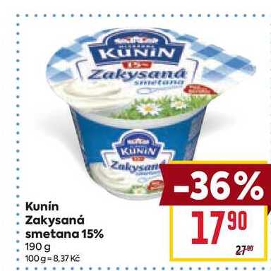 Kunín Zakysaná smetana 15% 190 g v akci
